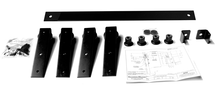 Series 105 Flat Track Kit with Traditional Quiet Wheel Hangers for Bi-Parting Doors for 6’ – 0” Opening -Powder Coated